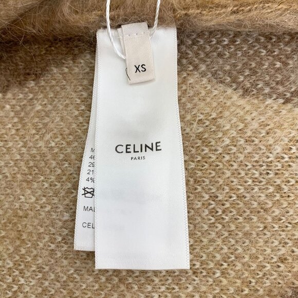 Celine Brown Diamond-Checked Mohair Cardigan Jacket With Gold Buttons XS - Picture 8 of 8